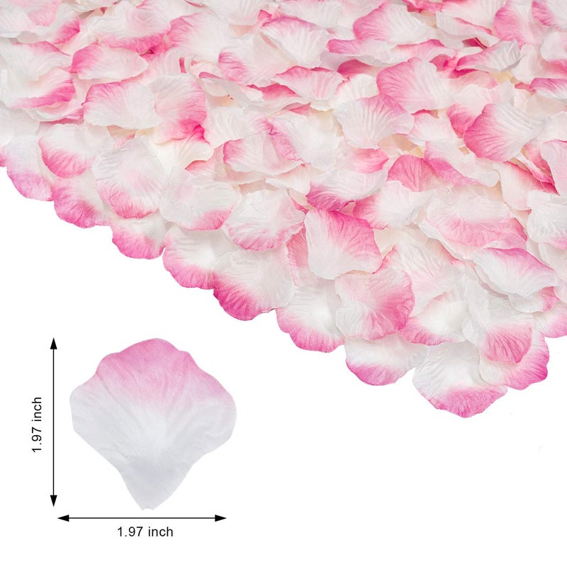 BESKIT Artificial Silk Rose Petals for Romantic Night, Wedding, Party, Anniversary Flower Decorations (Pink&White, 3000 PCS) - Image 2
